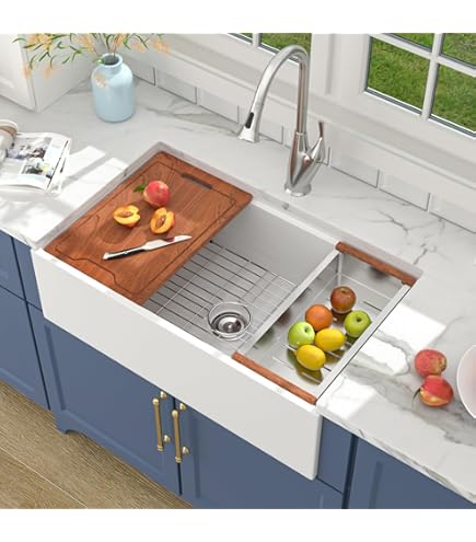 Lordear 33 White Farmhouse Sink Workstation Porcelain Farm Kitchen